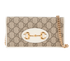 Horsebit Wallet On Chain, &pound;395, Handbags, Beige/White, Canvas/Leather, Front view